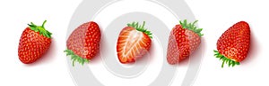 Strawberry isolated on white background with clipping path, top view