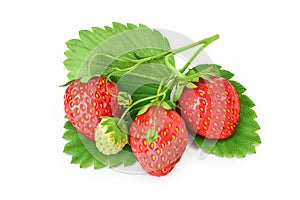 Strawberry isolated on white background. Fresh berry with clipping path and full depth of field. Top view. Flat lay