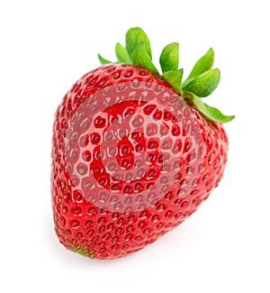 Strawberry isolated on white background. Fresh ripe fruit closeup