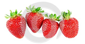 Strawberry isolated on white background. Fresh ripe fruit closeup