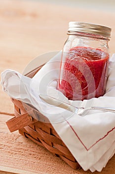 Strawberry jam in basket