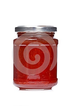 Strawberry jam glass jar photo