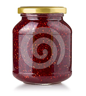 Strawberry jam jar isolated