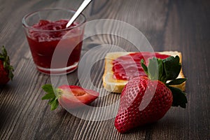 Strawberry jam is made from strawberries, This jam can be used for spreading white bread