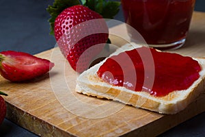 Strawberry jam is made from strawberries, This jam can be used for spreading white bread