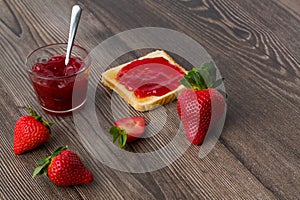 Strawberry jam is made from strawberries, This jam can be used for spreading white bread