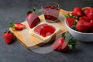 Strawberry jam is made from strawberries, This jam can be used for spreading white bread