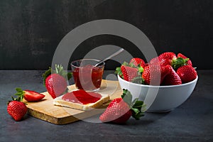 Strawberry jam is made from strawberries, This jam can be used for spreading white bread