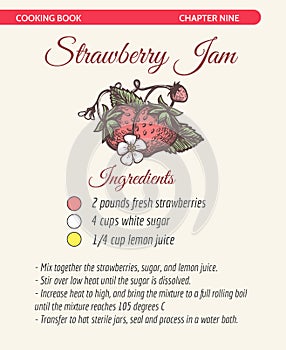 Strawberry jam recipe book page