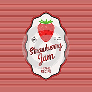 Strawberry jam retro fruit label