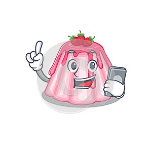 Strawberry jelly Cartoon design style speaking on a phone