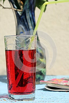 Strawberry juice in a glass