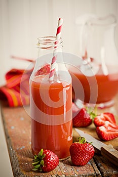 Strawberry juice in glass