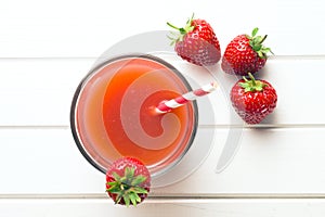 Strawberry juice in glass