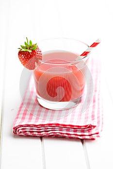 Strawberry juice in glass