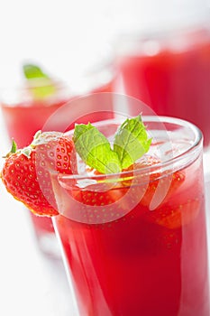 Strawberry juice with mint. summer drink
