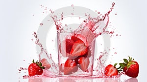 strawberry juice white background. Generative AI