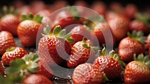 Strawberry Kaleidoscope: A Kaleidoscopic View of the Unique Surface Patterns Adorning a Cluster of Strawberries - AI Generative