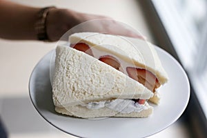 Strawberry and kiwi cream sandwich,Japanese style sweet sandwiches