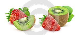 Strawberry and kiwi fruit isolated on white background