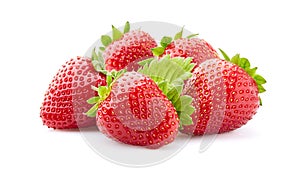 Strawberry with leaves on white