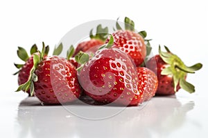 Strawberry with leaves on a white background