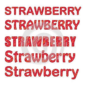 Strawberry lettering. Usable for stickers, posters, packaging