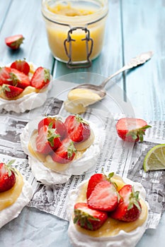 Strawberry-lime pavlova