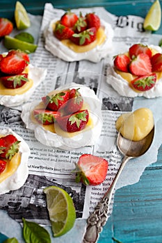 Strawberry-lime pavlova