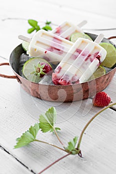 Strawberry-lime popsicles