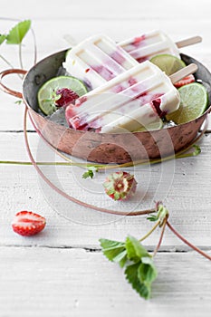 Strawberry-lime popsicles