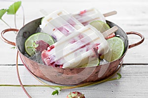 Strawberry-lime popsicles