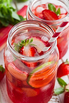 Strawberry,lime and rhubarb lemonade