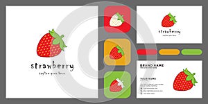 Strawberry Logo Icon Design Vector with business card template