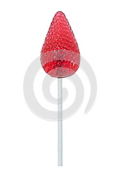 Strawberry lollipop isolated on white