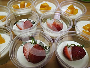 Strawberry and mango Panna cotta