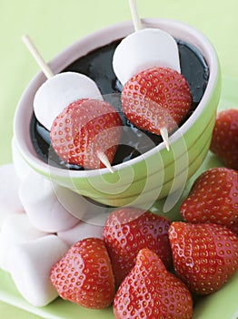 Strawberry and Marshmallow Sticks