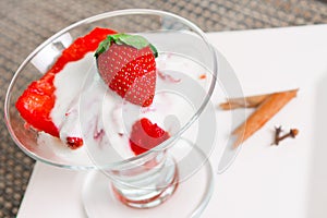 Strawberry with milk cream