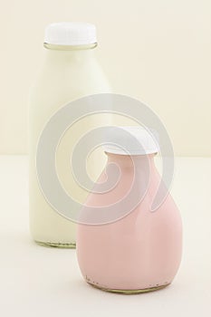 Strawberry milk pint and quarter milk bottle