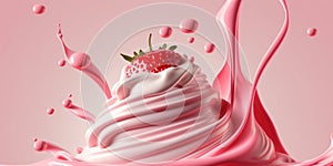 Strawberry milkshake. Created with generative Ai technology.