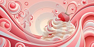 Strawberry milkshake. Created with generative Ai technology.