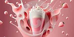 Strawberry milkshake. Created with generative Ai technology.