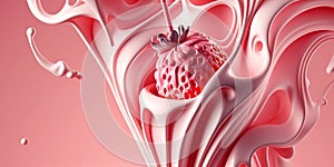 Strawberry milkshake. Created with generative Ai technology.