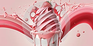 Strawberry milkshake. Created with generative Ai technology.