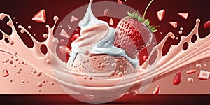 Strawberry milkshake. Created with generative Ai technology.