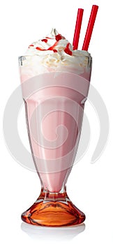 Strawberry milkshake in glass