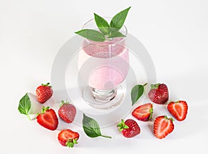 Strawberry milkshake with mint