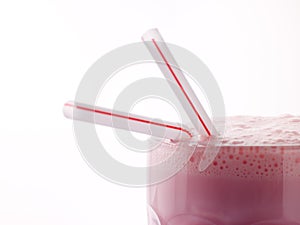 Strawberry Milkshake With Straws