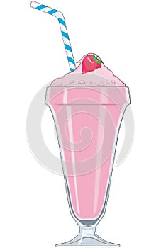 Strawberry Milkshake Vector Illustration