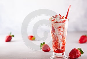 Strawberry milkshake with whipped cream